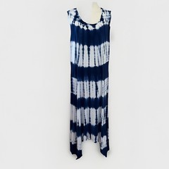 Sunday Maxi Tank Dress Size XL Blue Tie-Dye Stretch Drapey Beach Boho NWT