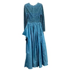 Kaeem Khan Runway Light Blue Silk Sequin Evening Gown-NWT-Size 8