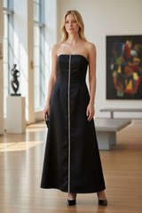 Jessica McClintock Black Vintage 80s Formal Prom Gown Satin Rhinestones Midi 4