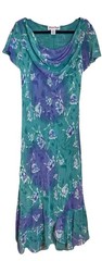 Jessica Taylor Floral Watercolor Chiffon Maxi Dress Size M Cowl Neck Spring Y2K