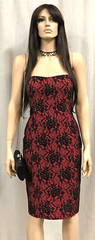 French Connection Gothic Lace Sheath Dress Red Black Strapless Sz. 8 NWT $258