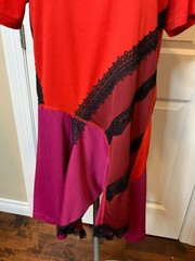 Koche Red Burgundy Violine Shift Mini Striped Dress, Size 38 | 8 $655