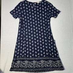 Fat Face Navy & White Floral Sack Dress Modal/Cotton Paisley w Pockets Size 6