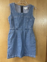 Harper Heritage Light Blue Denim Sheath Dress Sleeveless Fit Classic W Pockets