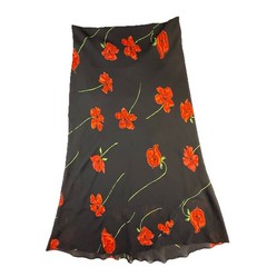 VTG Long Paige New York Black Red Floral Dress S Prom Party Maxi Formal 60’s