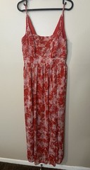 Shein Red And White Floral Maxi Dress With Two Front Slits