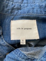 Forever 21 Life in Progress Womens Denim Dress Blue Size 8 Collared Long Sleeve