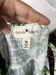 Derek Heart Tropical Palm Leaf Maxi Dress Size M White Green Cutout Sundress