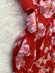 Womens Tropical Floral Cut Out Midi Shirt Dress Size XL Summer Resort Chic