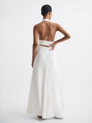 REISS Grace Maxi Dress With Cape in White Size UK 10