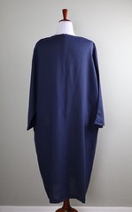MARINA RINALDI $695 Solid Navy Linen V-Neck Tunic Dress Size 31 US 22