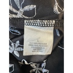 Blue Rain Black Silver Floral Embroidered Puff Sleeve Dress Women&rsquo;s Size L