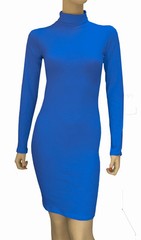 Junior Cotton Spandex Long Sleeve Turtleneck Mini Dress