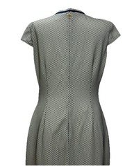 Tommy Hilfiger 8 Blue White Asymmetrical Sheath Dress Short Sleeves Stretch EUC
