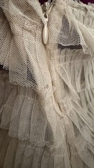 Urban Beige One-Shoulder Ruffle Layered Mesh Long Dress Size M