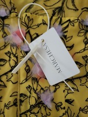 Marchesa Notte Embriodered Tulle Mini Dress Size 6 Yellow Floral Wedding NWT