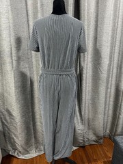 NWOT A New Day Pin striped romper elastic tied waist V neck wide leg size S