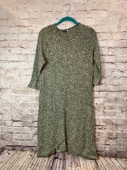 Earthbound Trading Dress Womens Medium Green Ribbed Midi Lightweight Stretch