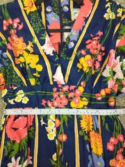 Vintage Miss Bierner Dress Womens 8 Floral 60s 70s Nylon Maxi Kimono Sleeve Boho