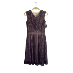 Gabby Skye Sz 10 Black Crochet Illusion Overlay Dress Fit And Flare Sleeveless