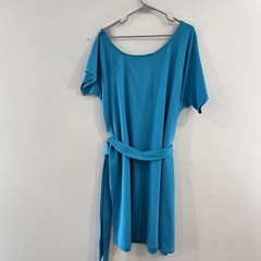 NWT Torrid Aqua Blue Lightweight French Terry Off Shoulder T Shirt Belt Dress 3X