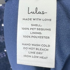 Lulus Sequin T-Shirt Mini Dress Womens XS Navy Blue V Neck Party Cocktail
