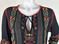 Basil & Maude Size Medium Black Embroidery Tunic Dress Semi Sheer Beach Cover-up