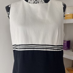 Vintage Liz Claiborne, Black And White Ric Rack Dress W Bolero Jacket 14 Petite
