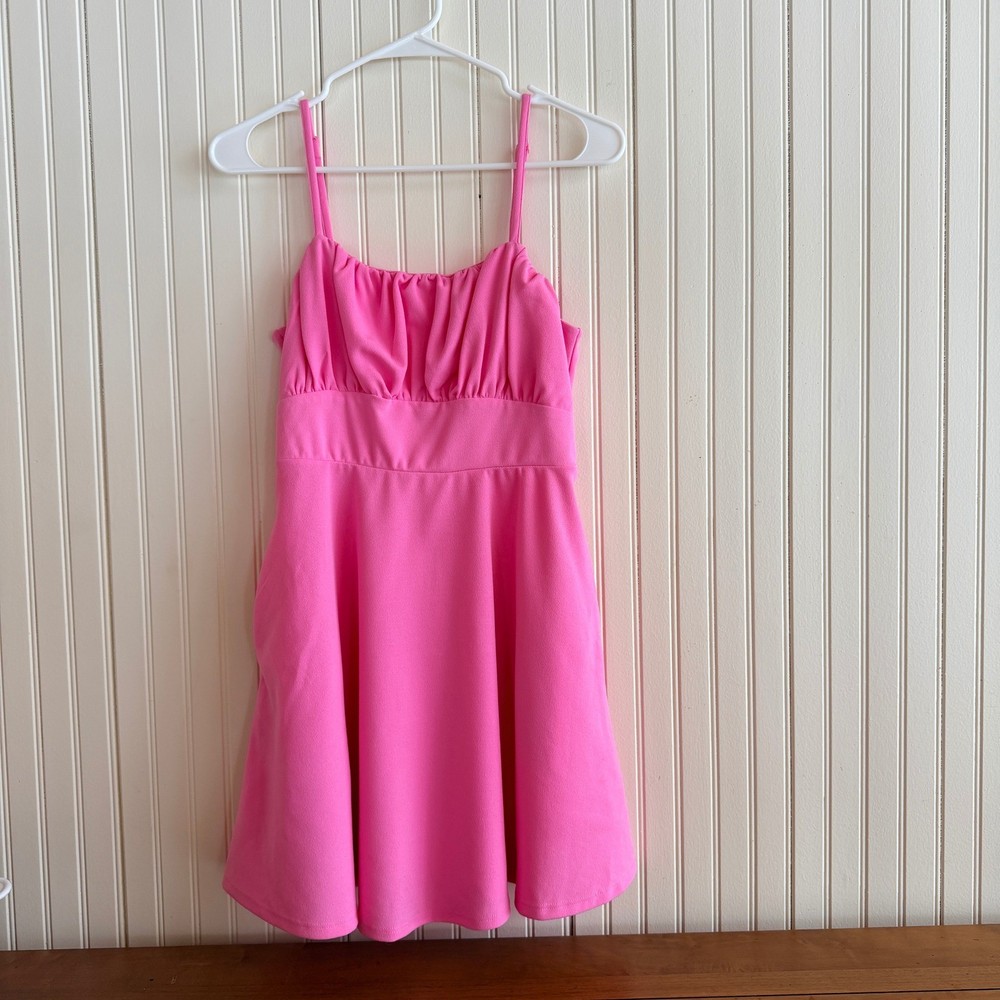 Blue Rain Pink Spaghetti Strap Ruched Bodice A Line Mini Dress Size M
