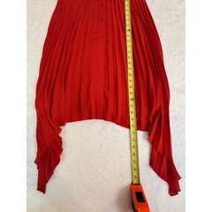 Cato Red Sleeveless Pleated Button Down Handkerchief Hem Midi Dress Large NEW