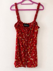 Realisation Par &lsquo;The Julia&rsquo; Rouge Fleur 100% Silk Floral Mini Dress – Size M