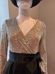 XScape Women&rsquo;s V-Neck Sequin Long Dress Size US 6