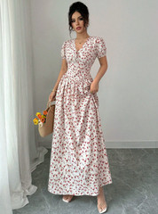Brand New Floral Floaty Summer Vacation Holiday Wedding Races Ditsy Dress