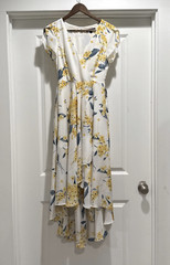 Lulus Multicolor Cute Spring White Yellow Blue Floral Wrap High Low Dress Sz S