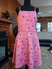 Hot Topic Womens XL Pink Star Print Fit & Flare Dress Pockets