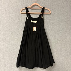 Jen’s Pirate Booty Gauze Mini Dress Jumper Black Boho Button Strap NWT