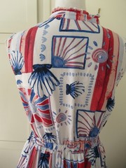 St. John&rsquo;s Bay Petite Sleeveless Multi Shells Print Dress Red White Blue Size S