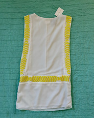English Rose White Yellow Embroidered Sheath Short Dress Sleeveless Zip M