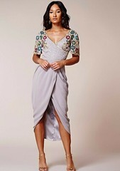 VIRGOS LOUNGE SEQUINNED WEDDING COCKTAIL PARTY MIDI DRESS UK10 EUR30 US6