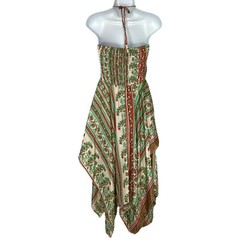 NWOT India Boutique Asymmetric Scarf Print Dress One Size Halter Strapless