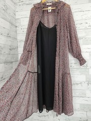 Mango Floral Print Sheer Button Down Long Sleeve Cottagecore Midi Dress Womens 6