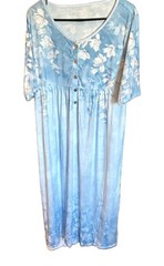 Blue/White Floral Button-Front round neck short Sleeve dress XL