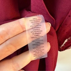 Vince Camuto Mesh Dot Sleeve Tie Neck Shift Dress Bordeaux Red 8 Petite