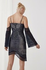 KEEPSAKE The Label EASY LOVE Off Shoulder Mini Dress Eyelet S,M,L NAVY NWT$235