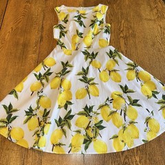 Retro Lemon Dress Medium Euro Summer Cottagecore Romantic Fit Flare Gardenwed