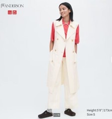 US SELLER UNIQLO JW ANDERSON Linen Blend Belted Sleeveless Lapel Dress Vest XS