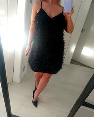 Next Womans Black Fluffy Silver Sparkle Strap Dress Festive Party Wear Night Out