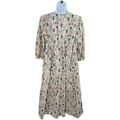 Zara XL Cream Multicolor Boho Block Print Tiered Midi Dress 100 Cotton