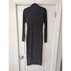 Good American Black Mock Neck Long Sleeve Sundown Bodycon Midi Dress Size 2