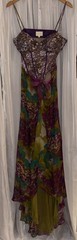 Cassandra Stone Silk Long Dress Sz 12 Enchantress Gothic Green & Violet Unique